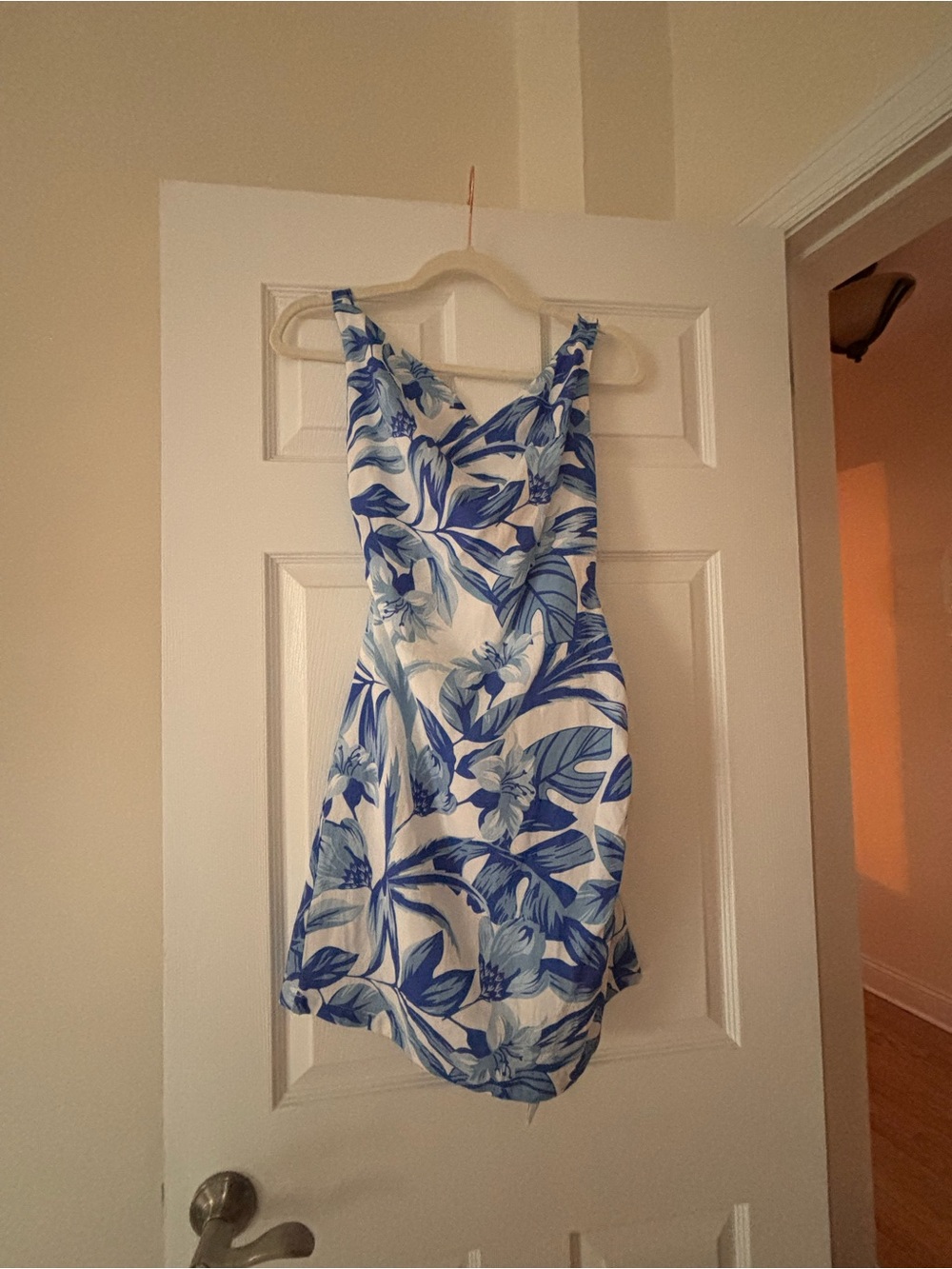 Blue Floral V-Neck Mini Dress